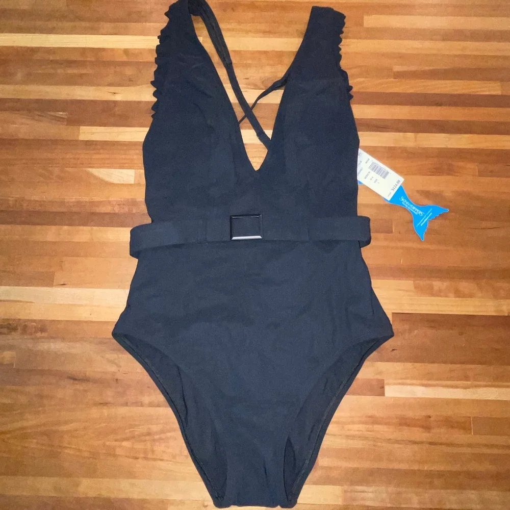 Skinny Dippers Womens Jelly Beans Cinch One-Piece black Small - Picture 1 of 7